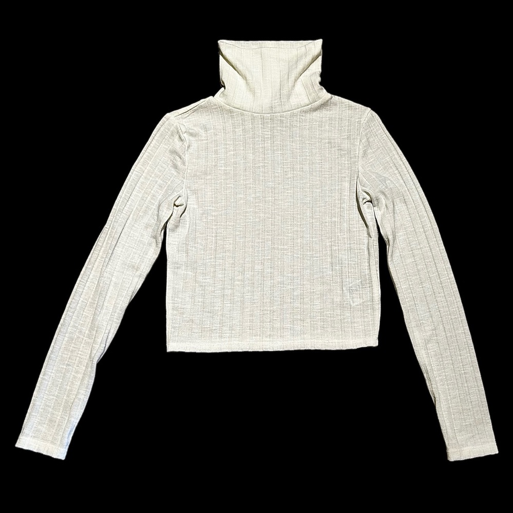 Divided Ivory Ribbed Knit Long Sleeve Hybrid Turtleneck Top